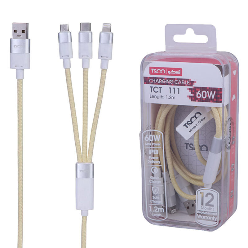 قیمت و خرید کابل سه سر فست شارژ 60 وات تسکو TCT 111