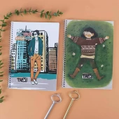 دفتر زبان 2 خط سیمی 50 برگ طرح فانتزی تک