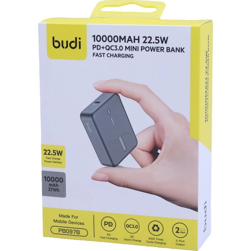 پاور بانک فست شارژ بودی PB097 PD QC3.0 22.5W ظرفیت 10000 میلی آمپر ساعت