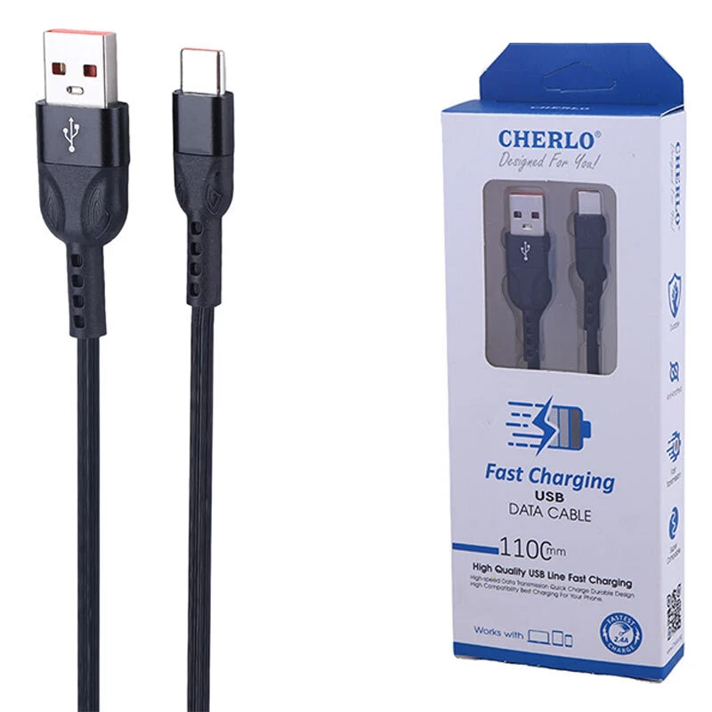 کابل تایپ سی فست شارژ 2.4 آمپر چرلو CH-TC06 طول 1.1 متر