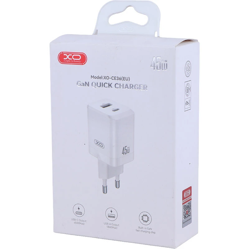 شارژر دیواری 45 وات ایکس او XO-CE36 EU GaN PD 3A