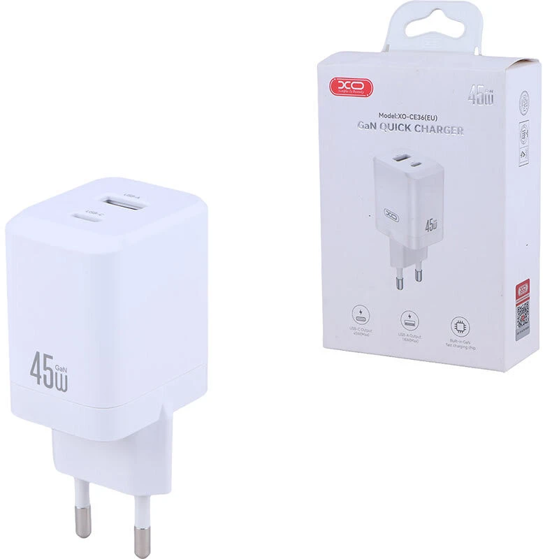 شارژر دیواری 45 وات ایکس او XO-CE36 EU GaN PD 3A