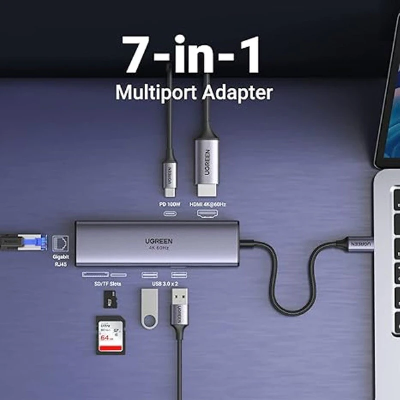 هاب 7 پورت Type-C یوگرین CM512-60515