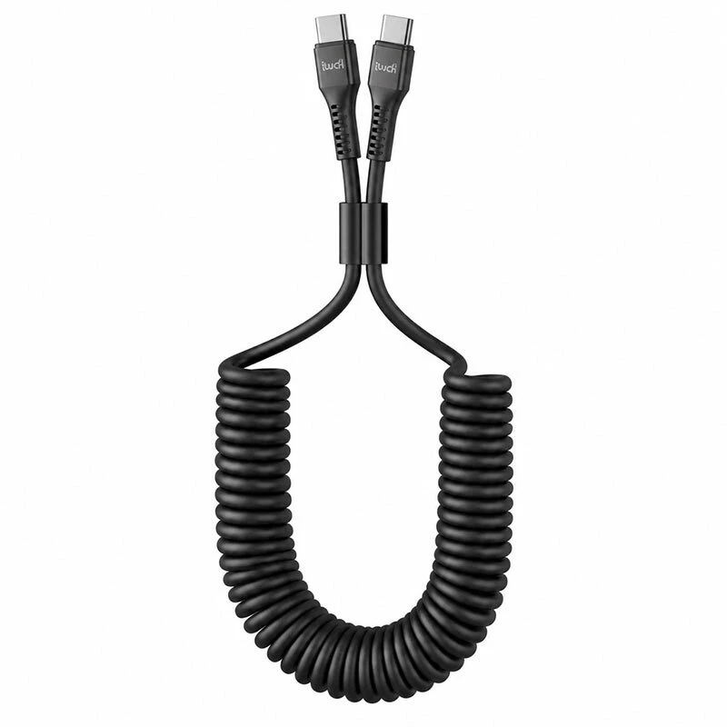 کابل فنری دو سر تایپ سی فست شارژ 65 وات بودی DC210TTS18 طول 1.8 متر