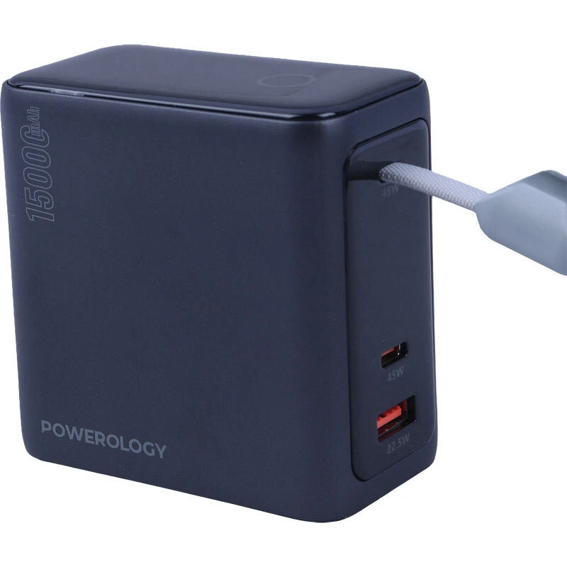 پاور بانک فست شارژ پاورولوژی PPBCHA60 PD QC 45W ظرفیت 15000 میلی آمپر ساعت