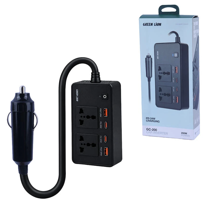 شارژر فندکی و چند راهی گرین لاین GC-200 QC3.0 PD 200W