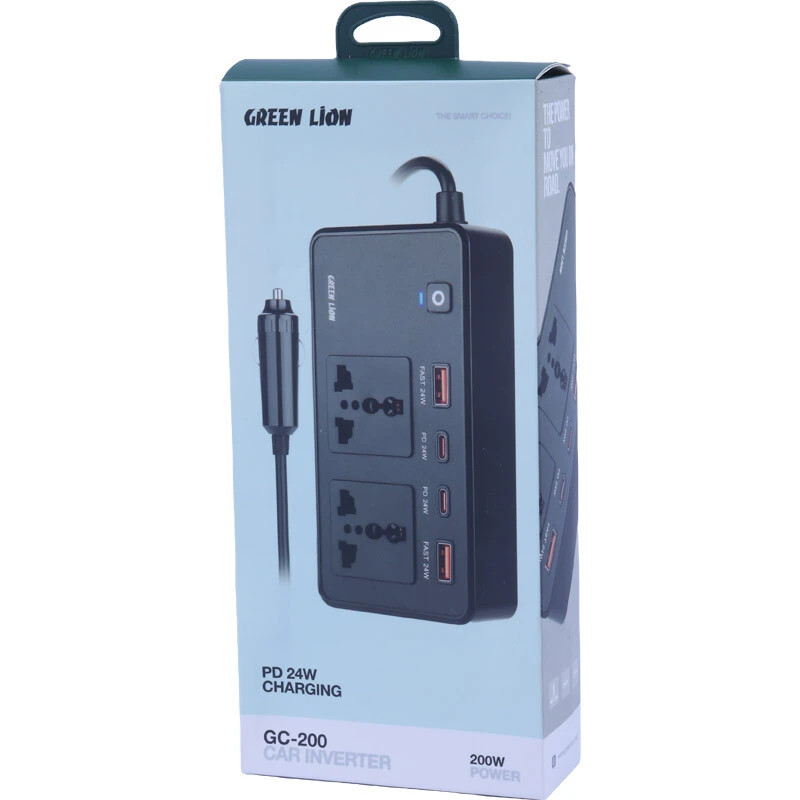 شارژر فندکی و چند راهی گرین لاین GC-200 QC3.0 PD 200W