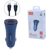 شارژر فندکی 30 وات الدینیو C3 + کابل تبدیل تایپ سی