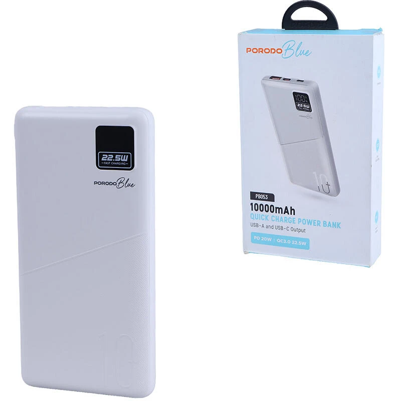 پاور بانک فست شارژ پرودو Blue PB053 22.5W ظرفیت 10000 میلی آمپر ساعت