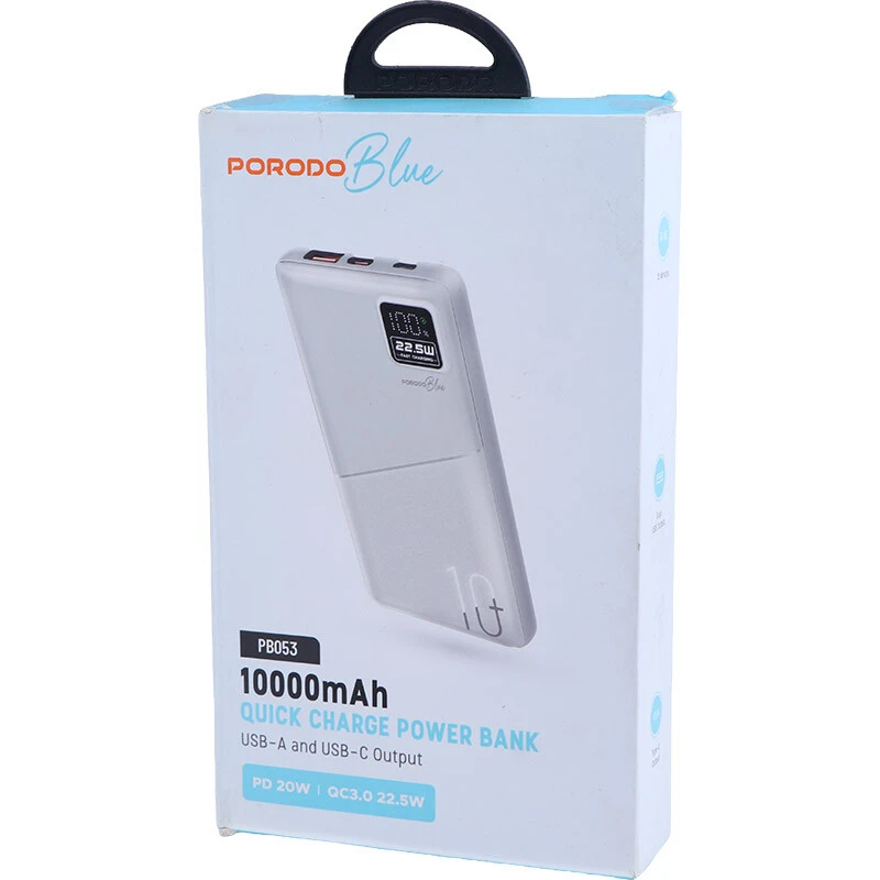 پاور بانک فست شارژ پرودو Blue PB053 22.5W ظرفیت 10000 میلی آمپر ساعت