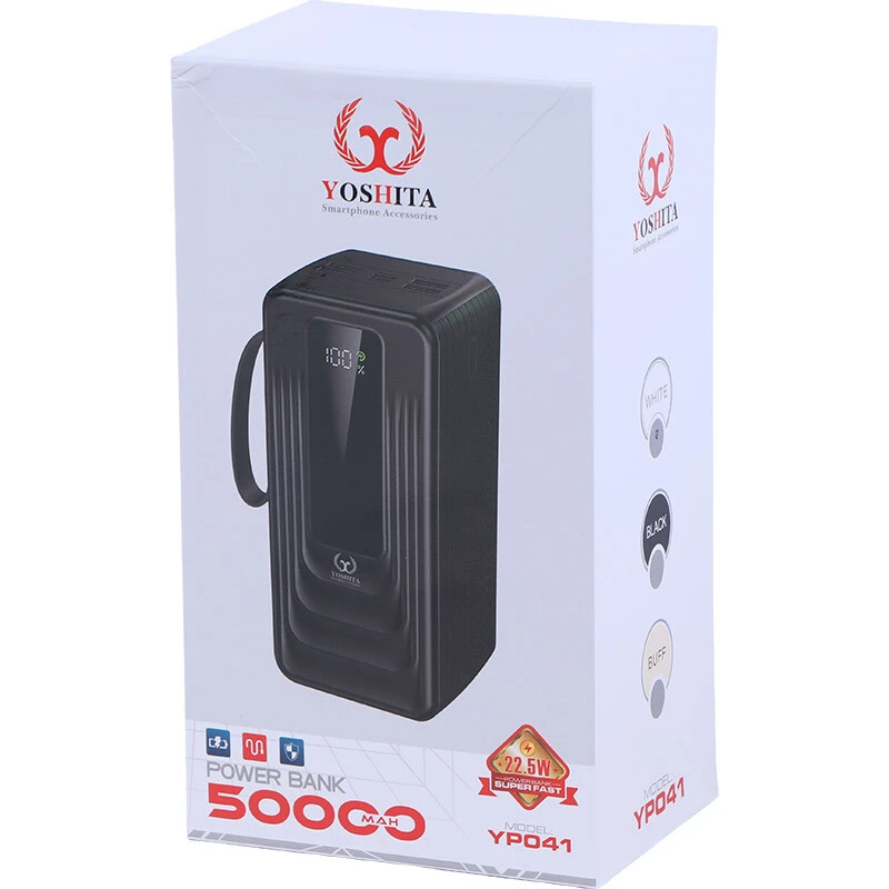 پاور بانک فست شارژ یوشیتا YP041 PD 22.5W ظرفیت 50000 میلی آمپر ساعت
