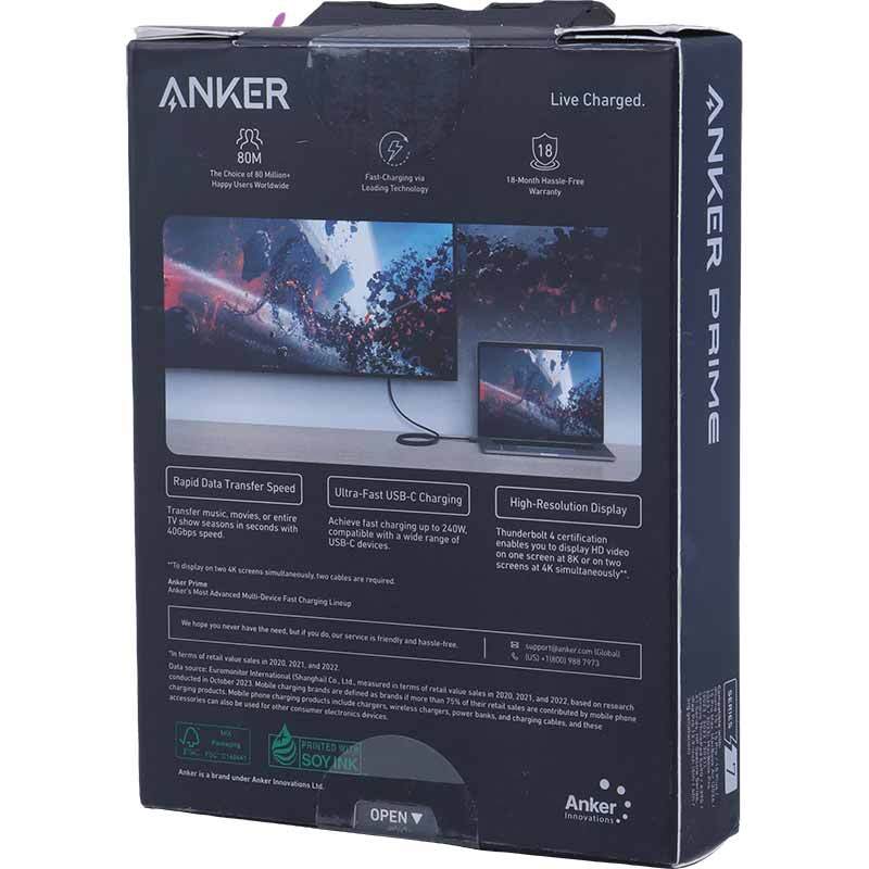 کابل دو سر تایپ سی فست شارژ 240 وات انکر Prime Thunderbolt 4 A84N0011 طول 1 متر