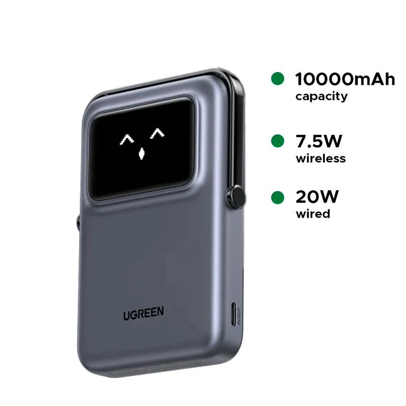 پاور بانک بی سیم فست شارژ یوگرین PB572-45327 20W ظرفیت 10000 میلی آمپر ساعت
