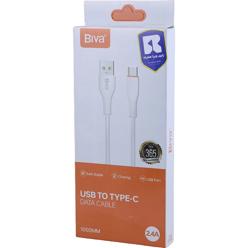 کابل تایپ سی فست شارژ 2.4 آمپر بیوا C-33C طول 1 متر