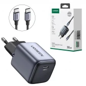 شارژر دیواری 30 وات یوگرین Nexode Mini CD319 25257 GaN QC4.0 PD3.0 3A + کابل تبدیل تایپ سی