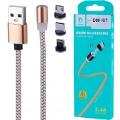 کابل سه سر مگنتی فست شارژ 2.4 آمپر دنمن D09V طول 1 متر