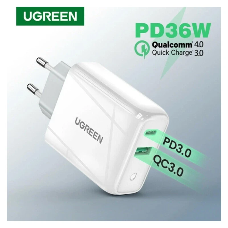 شارژر دیواری 36 وات یوگرین CD170-60468 QC3.0 PD 3A