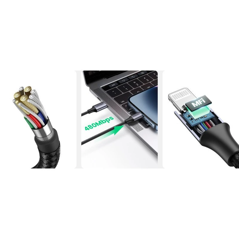 کابل تایپ سی به لایتنینگ فست شارژ 20 وات یوگرین US304-60759 طول 1 متر