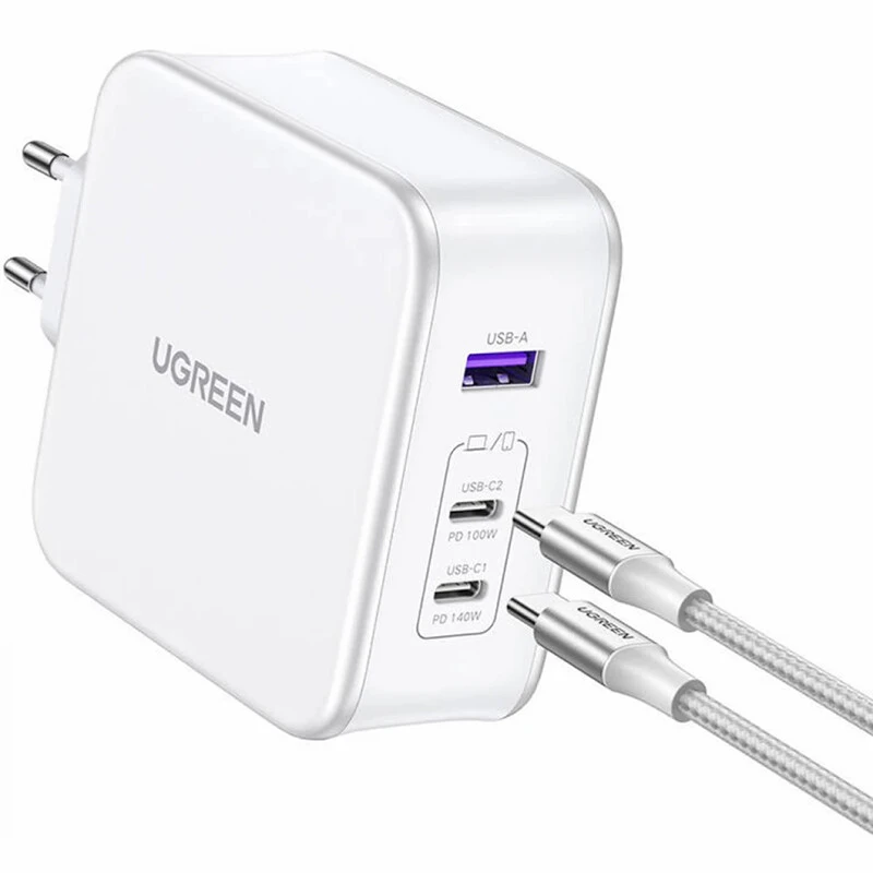 شارژر دیواری 140 وات یوگرین CD289 GaN QC4+ PD3.1 5A + کابل تبدیل تایپ سی