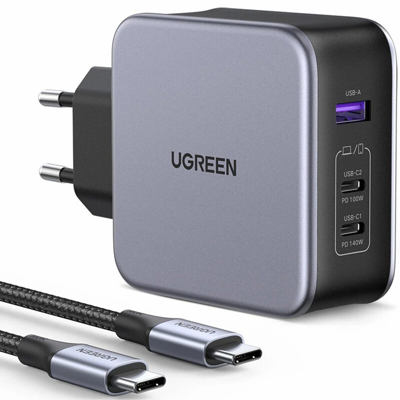 شارژر دیواری 140 وات یوگرین CD289 GaN QC4+ PD3.1 5A + کابل تبدیل تایپ سی
