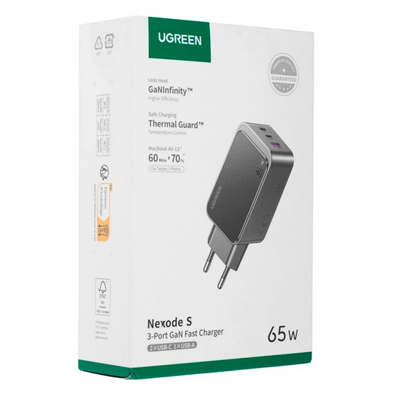 شارژر دیواری 65 وات یوگرین Nexode S X553-35042 GaN QC4.0 PD3.0 3.25A