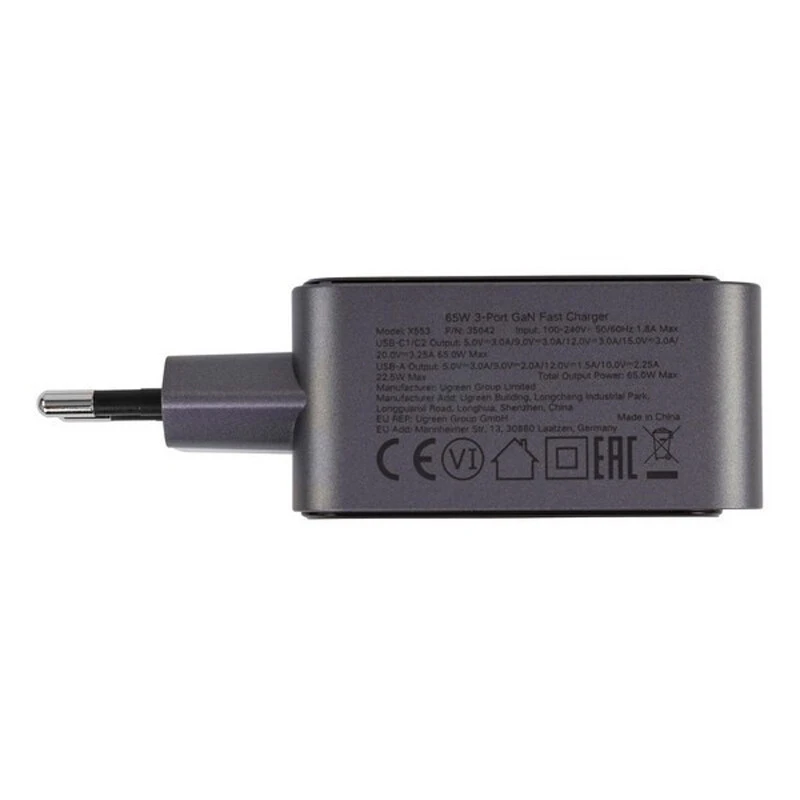 شارژر دیواری 65 وات یوگرین Nexode S X553-35042 GaN QC4.0 PD3.0 3.25A