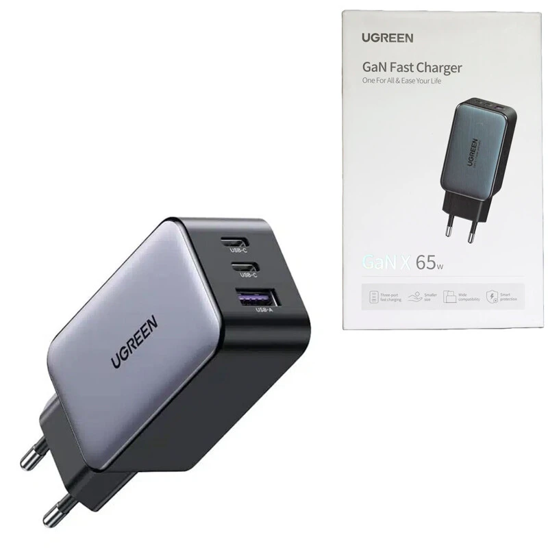 شارژر دیواری 65 وات یوگرین CD244 GaN QC PD3.0 5A
