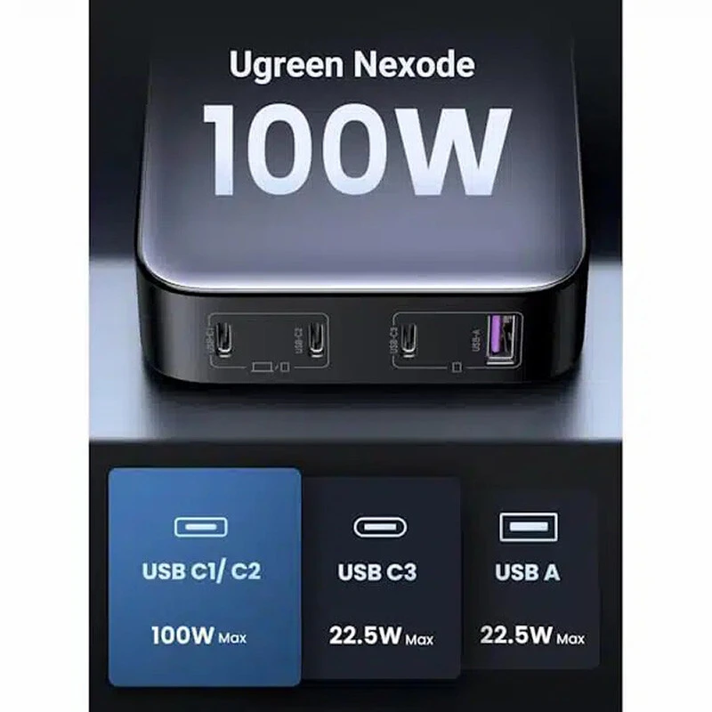 شارژر رومیزی فست شارژ 4 پورت 100 وات یوگرین CD328-90928 QC4.0 PD3.0