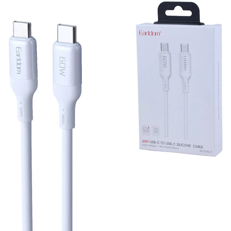 کابل دو سر تایپ سی فست شارژ 60 وات ارلدام EC-215C-C طول 1 متر