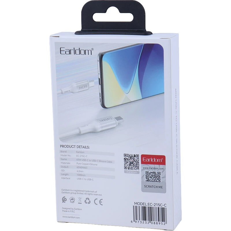کابل دو سر تایپ سی فست شارژ 60 وات ارلدام EC-215C-C طول 1 متر