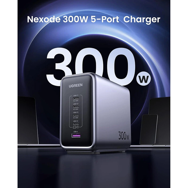 شارژر رومیزی فست شارژ 5 پورت 140 وات یوگرین Nexode CD333-90903B GaN QC5.0 PD3.1