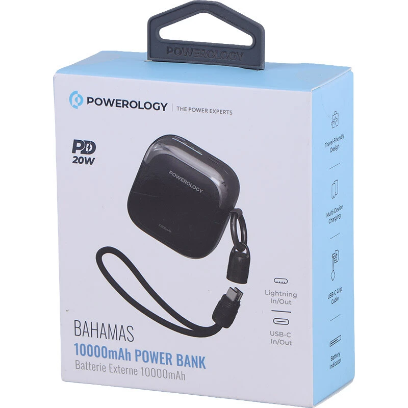پاوربانک فست شارژ پاورولوژی Bahamas PPBCHA103 PD 22.5W ظرفیت 10000 میلی آمپر ساعت