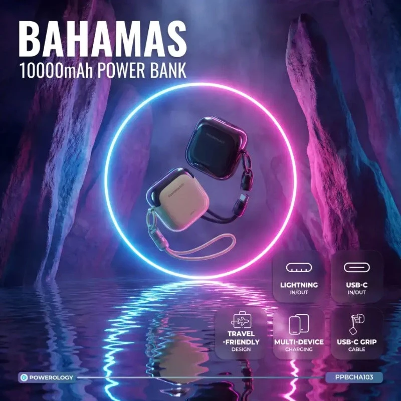 پاوربانک فست شارژ پاورولوژی Bahamas PPBCHA103 PD 22.5W ظرفیت 10000 میلی آمپر ساعت