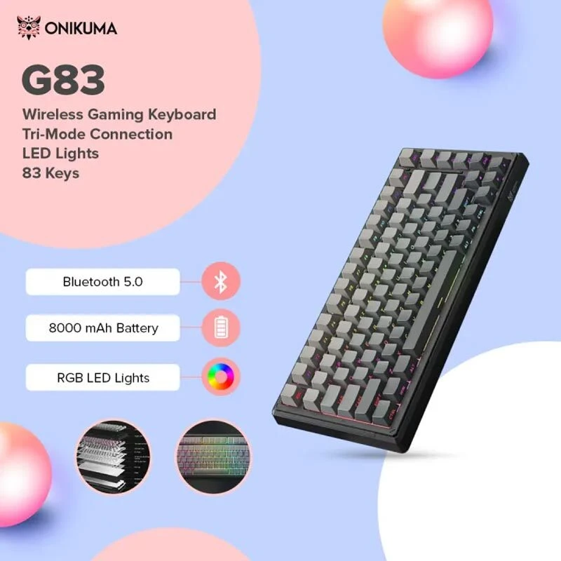 کیبورد بی سیم گیمینگ اونیکوما G83