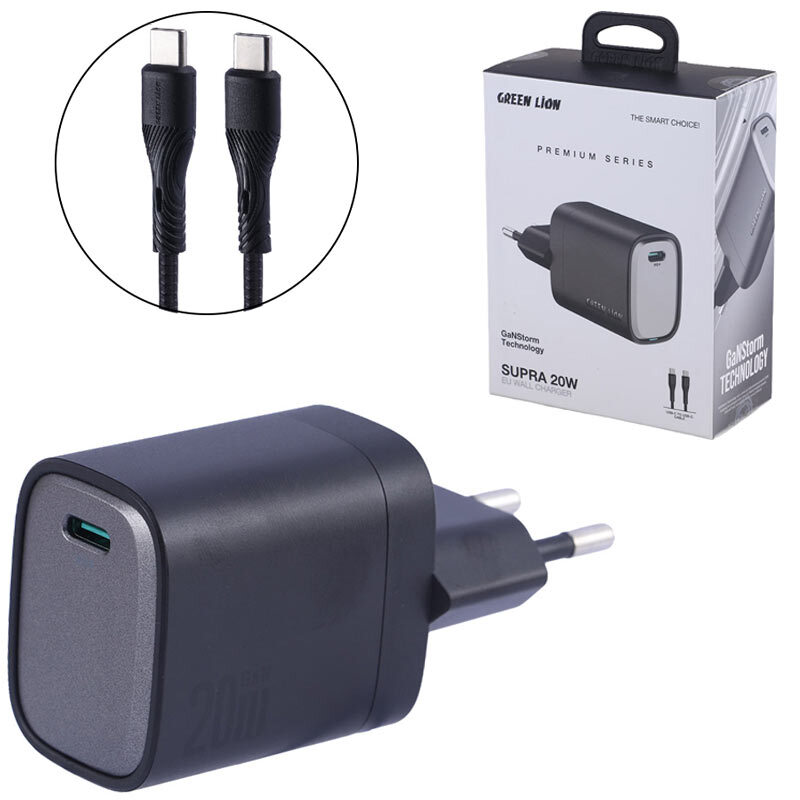 شارژر دیواری گرین لاین GL-WC31 GNSPD20EUTC + کابل تایپ سی