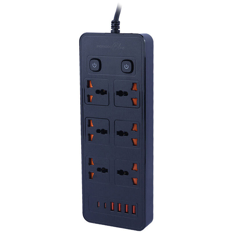 چندراهی 6 خانه پرودو PB-FWCH033 کابل 3m + شارژر USB و Type-C