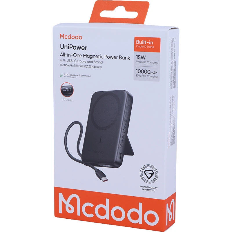 پاور بانک بی سیم فست شارژ مک دودو UniPower MC-865 PD 22.5W ظرفیت 10000 میلی آمپر ساعت