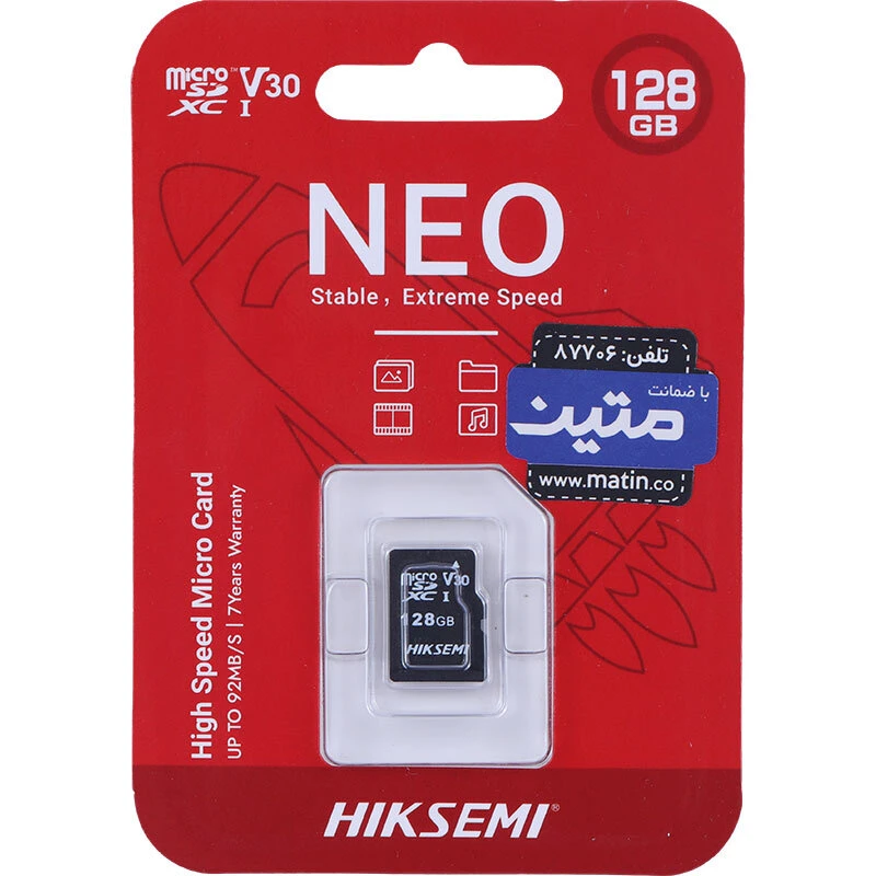 رم میکرو 128 گیگ هایک سمی Neo V30 C10 92MB/s