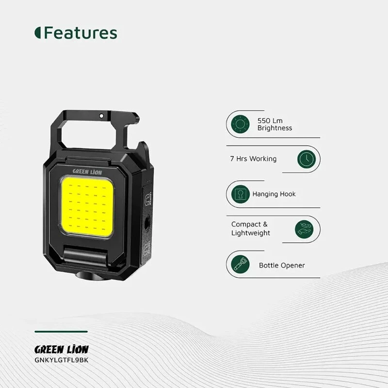 چراغ کمپینگ شارژی گرین لاین Keychain Light GL-FL9 GNKYLGTFL9BK
