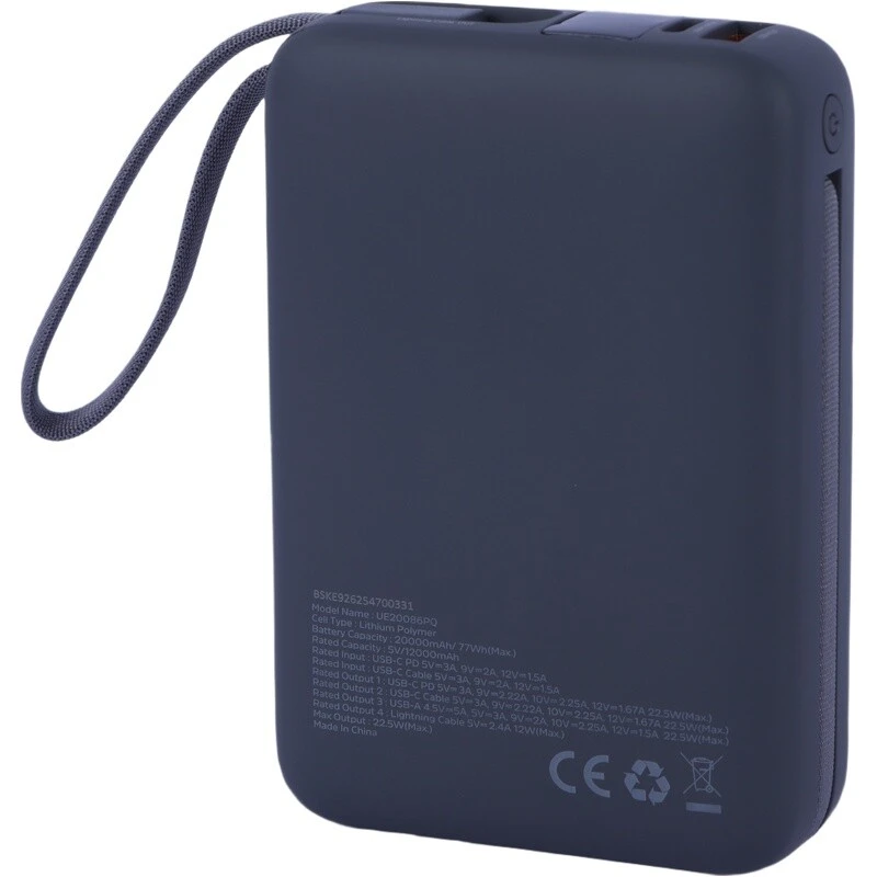 پاور بانک فست شارژ انرجایزر UE20086PQ PD3.0 22.5W ظرفیت 20000 میلی آمپر ساعت