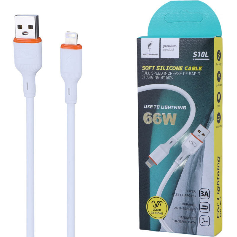 قیمت کابل لایتنینگ فست شارژ 66 وات اسکای دلفین S10L طول 1m
