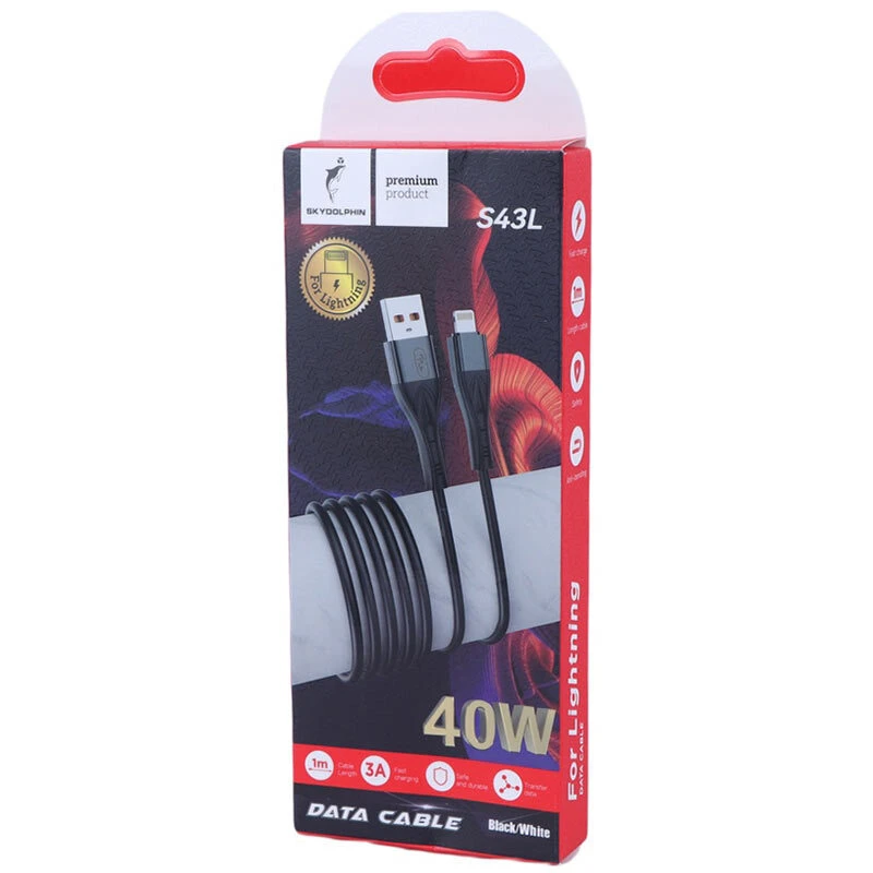 کابل لایتنینگ فست شارژ 40 وات اسکای دلفین S43L طول 1 متر