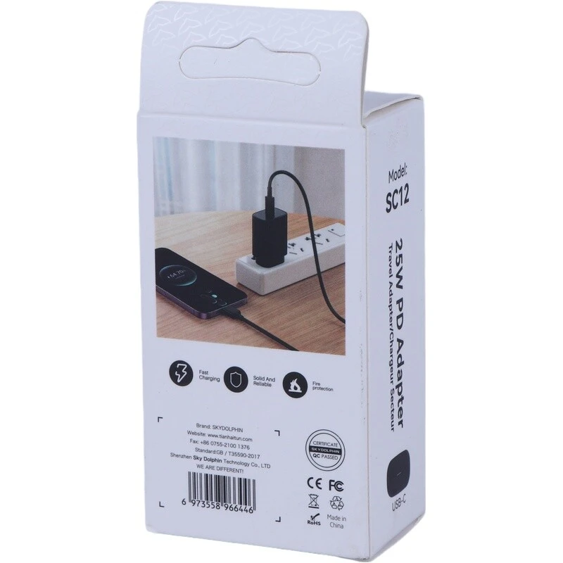 شارژر دیواری 25 وات اسکای دلفین SC12 PD 3A