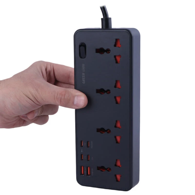 چند راهی 4 خانه گرین لاین GS-700 GNGS700PSTI با کابل 2 متری + شارژر USB و Type-C