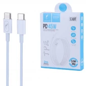 کابل دو سر تایپ سی فست شارژ 45 وات اسکای دلفین S30T طول 2 متر