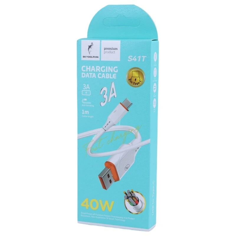 کابل تایپ سی فست شارژ 40 وات اسکای دلفین S41T طول 1 متر