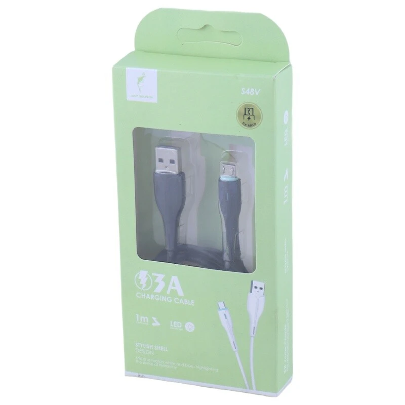 کابل میکرو یو اس بی فست شارژ 3 آمپر اسکای دلفین S48V طول 1 متر
