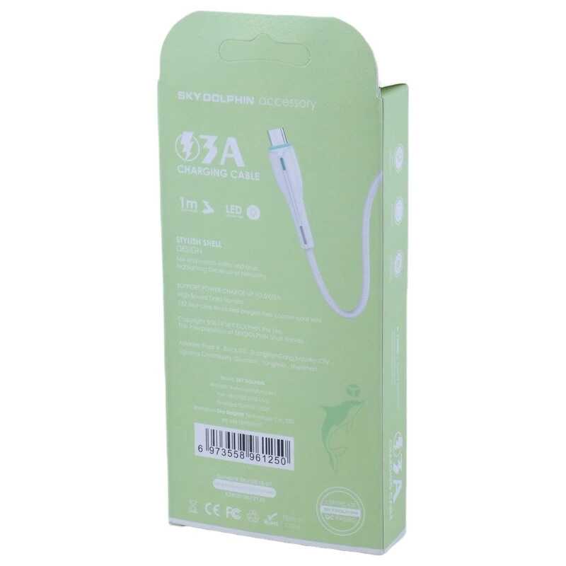 کابل میکرو یو اس بی فست شارژ 3 آمپر اسکای دلفین S48V طول 1 متر