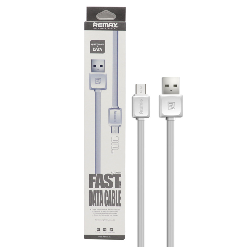 کابل فلت میکرو یو اس بی Remax Fast Series RC-008m 2.1A 1m