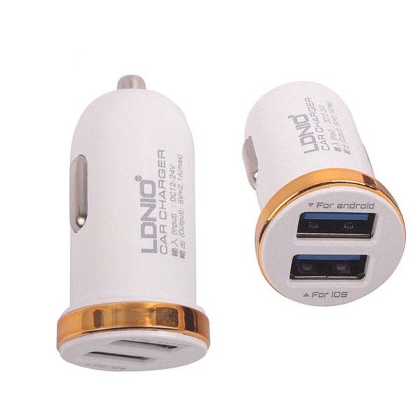 شارژر فندکی LDNIO DL-C22 2.1A + کابل میکرو یو اس بی